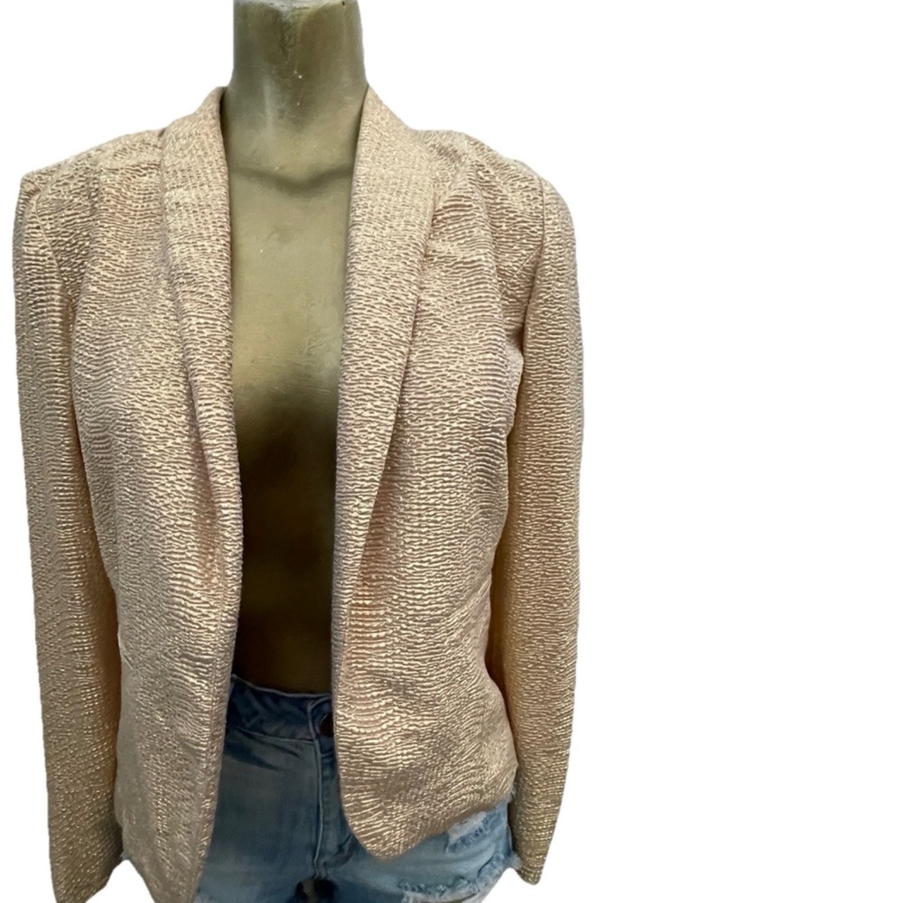 CHLOE K Shimmery GOLD BLAZER Jacket Soft Shell VINTAGE 90’s Size Small